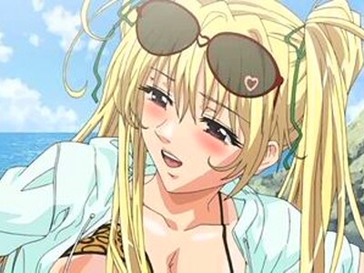 金髪の巨乳美女が、ビーチで男にオイルを塗ってもらうと、発情したため岩陰でセックスを楽しんで中出しで果てる！
